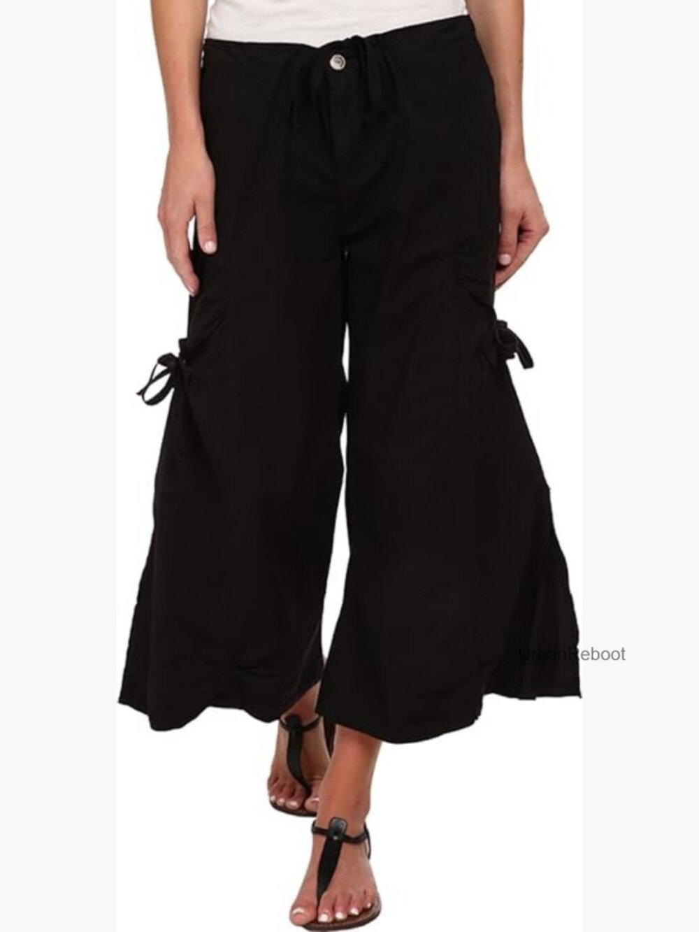 Cropped Gaucho Cargo Pants with Drawstring Waist